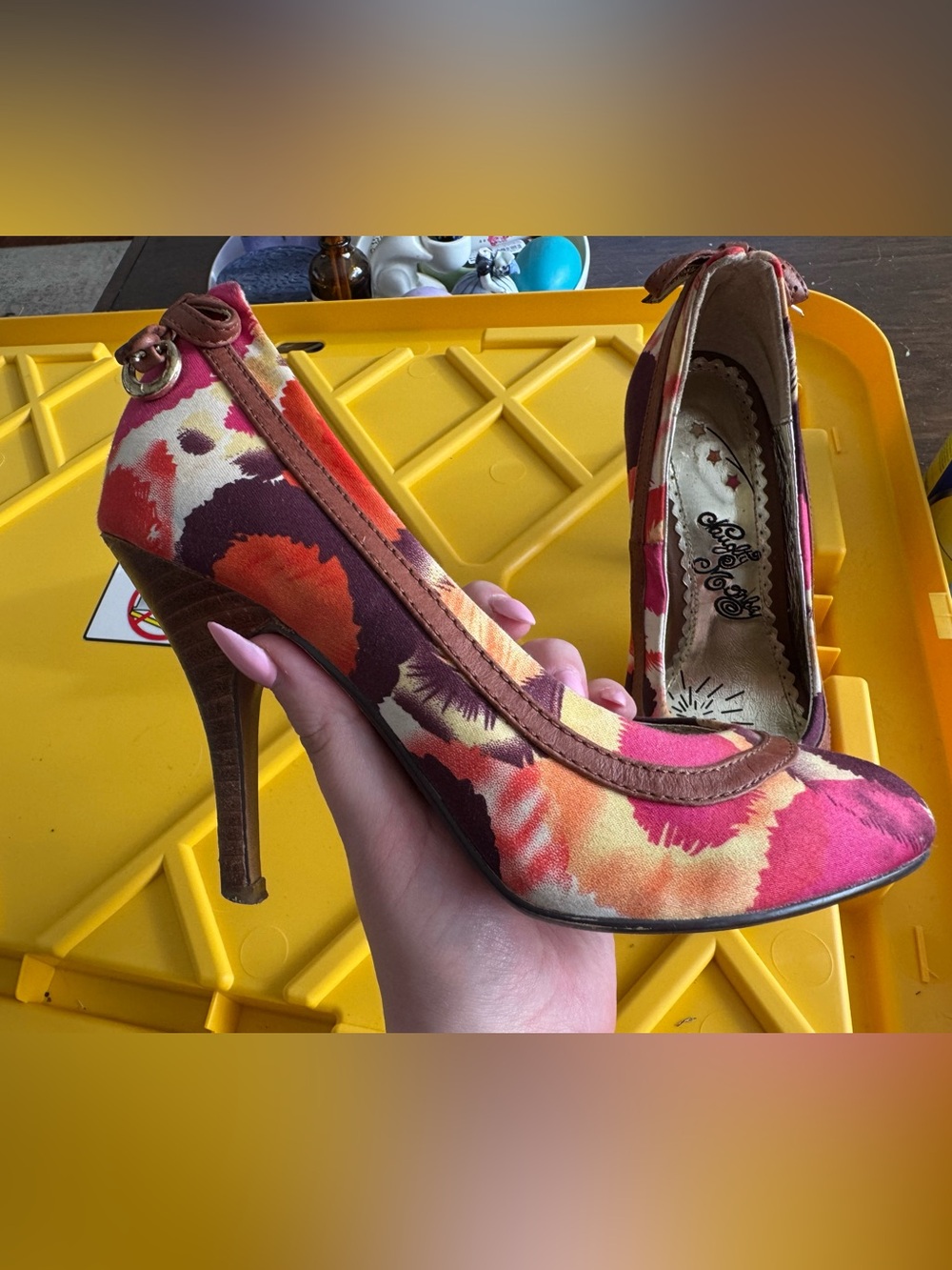 naughty monkey Floral Pink Orange Multi-Color High Heel Pumps